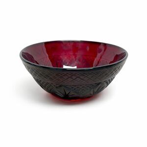 Vintage Cristal D' Arques Durand Ruby Red Serving Bowl Decor 6” In Starburst